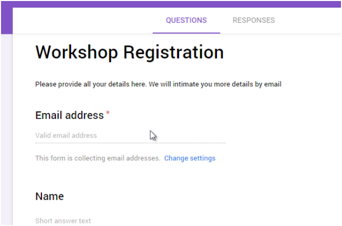 Google Forms email field