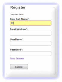 PHP registration form sample